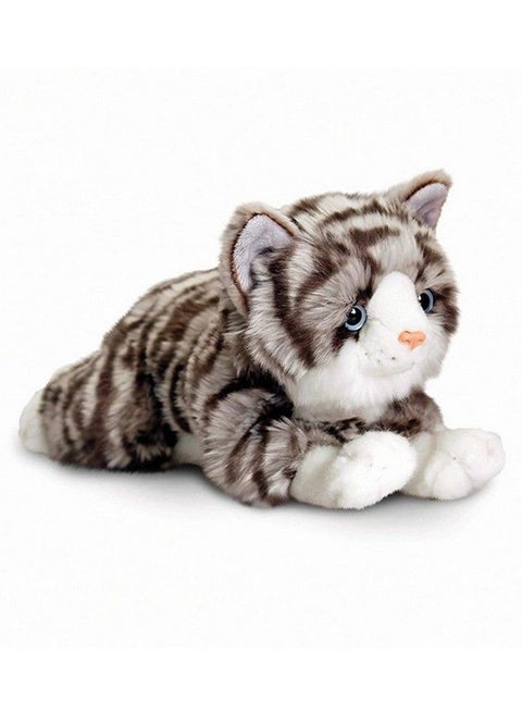 Grey Cute Laying Cat Plush Animal Stuffed Soft Toy For Kids (Color: Grey Size: 20 Cm)