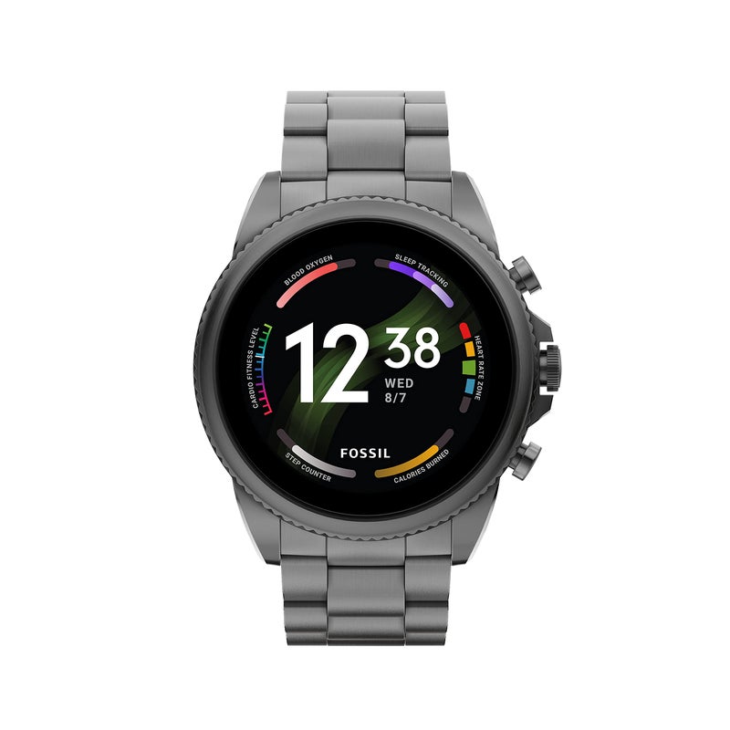 Fossil Men's Gen 6 44mm Stainless Steel Touchscreen Smart Watch, Color: Smoke (Model: FTW4059V/FTW4059R) - Image 1