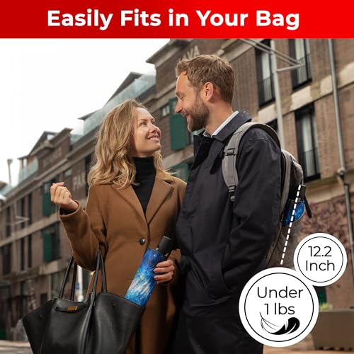 TUMELLA Flip-proof Inverted Travel Umbrella, Small Strong but Light Portable and Automatic Reverse Folding Rain Umbrella, Durable Premium Grip, Fits Car & Backpack - Image 4