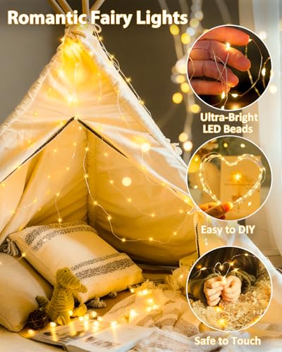 BOSSERN 6 Pack 60 LED Fairy Lights Battery Operated with Remote 8 Modes String Lights Indoor Outdoor Cuttable Battery Light for Home Bedroom Wedding DIY Centerpiece Christmas Decorations Warm White - Image 3