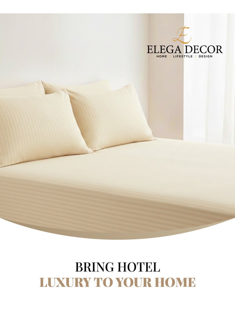 إيليغا ديكور طقم ملاءات سرير مفرد بقماش ساتان قطني Elega Decor 210TC مخطط 2 قطعة | ملاءة مسطحة ساتان ناعمة وقابلة للتنفس 180x260 سم | 1 غطاء وسادة 50x75 سم | معتمد من OEKO-TEX و ECAS - Image 4