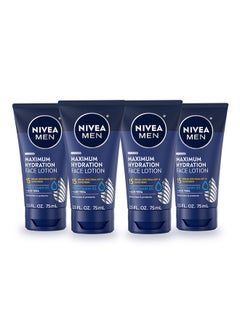 NIVEA MEN Maximum Hydration Face Lotion, Face Lotion With Broad Spectrum Spf 15 Sunscreen For Men, 4 Pack Of 2.5 Fl Oz Tubes  - Image 1