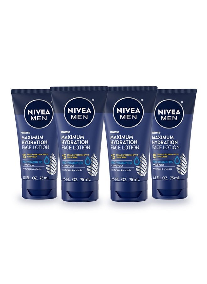 NIVEA MEN - Maximum Hydration Face Lotion, Face Lotion With Broad Spectrum Spf 15 Sunscreen For Men, 4 Pack Of 2.5 Fl Oz Tubes - Image 1