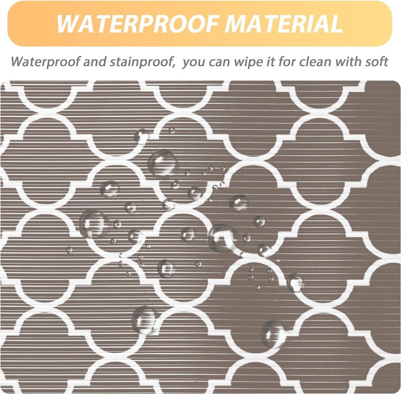 Ash  Roh Ash & Roh Plastic Anti-Slip Place Mat Waterproof Eva Geometric Liners For Kitchen Cabinets, Drawers, Tables - Food Grade, Textured, Washable, Multipurpose Shelf Mats (Grey Window, 45 X 300), Brown - Image 5