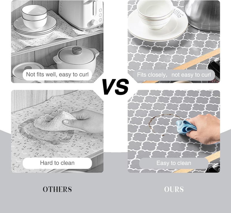 Ash  Roh Ash & Roh Plastic Anti-Slip Place Mat Waterproof Eva Geometric Liners For Kitchen Cabinets, Drawers, Tables - Food Grade, Textured, Washable, Multipurpose Shelf Mats (Grey Window, 45 X 300), Brown - Image 2