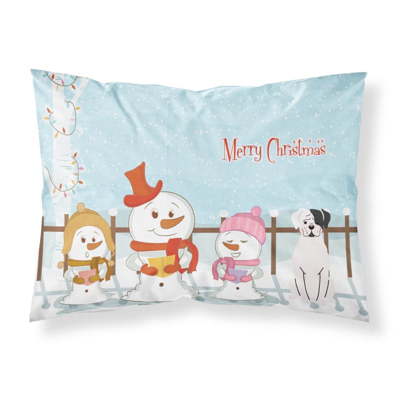 Caroline's Treasures ""Caroline's Treasures Merry Christmas Carolers White Boxer Cooper Fabric Standard Pillowcase BB2445PILLOWCASE  Multicolor"" 
