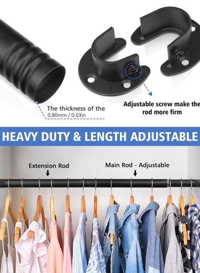 FIRJOY Closet Rods for Hanging Clothes - Heavy Duty, Length Adjustable (Black, 30.5" - 40") - Image 3