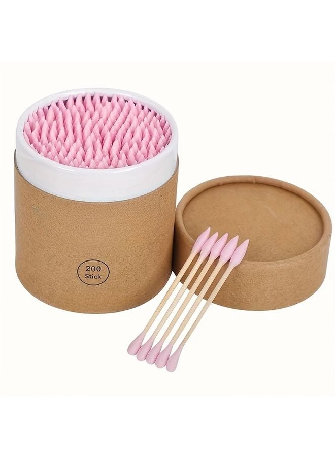 مجموعة أعواد الخيزران الخضراء ذات النهايتين 200 قطعة ناعمة قابلة للاستعمال لمرة واحدة متعددة الأغراض محمولة - Image 3