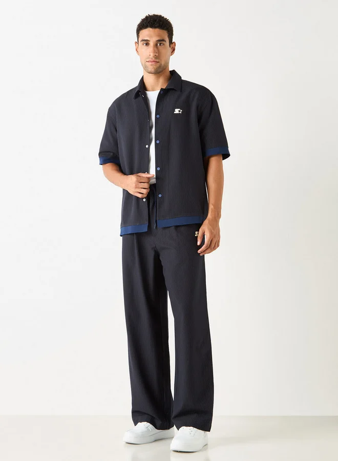 ستارتر بنطلون رياضي مخطط بقصة عادية مع رباط وجيوب