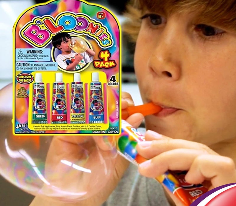 Ja-Ru بالونات بلاستيكية متنوعة من JA-RU B'loonies 4 (4 أنابيب في عبوة واحدة) لعبة فقاعات بلونيس الأصلية الرائعة ألعاب كلاسيكية ريترو للأطفال والبالغين. لعبة فidget هدية حفلة للأطفال في أعياد الميلاد. 771-1C - Image 3