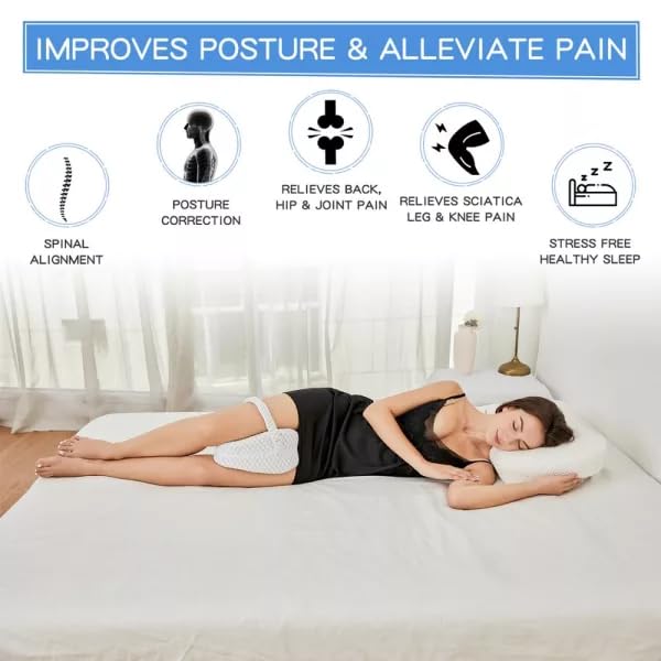 EBOFAB Sleeping Memory Foam Leg Pillow ack Hip Joint Knee Pain Relief Cushion with Washable Cover Leg Pillow for Back Pain - Image 5