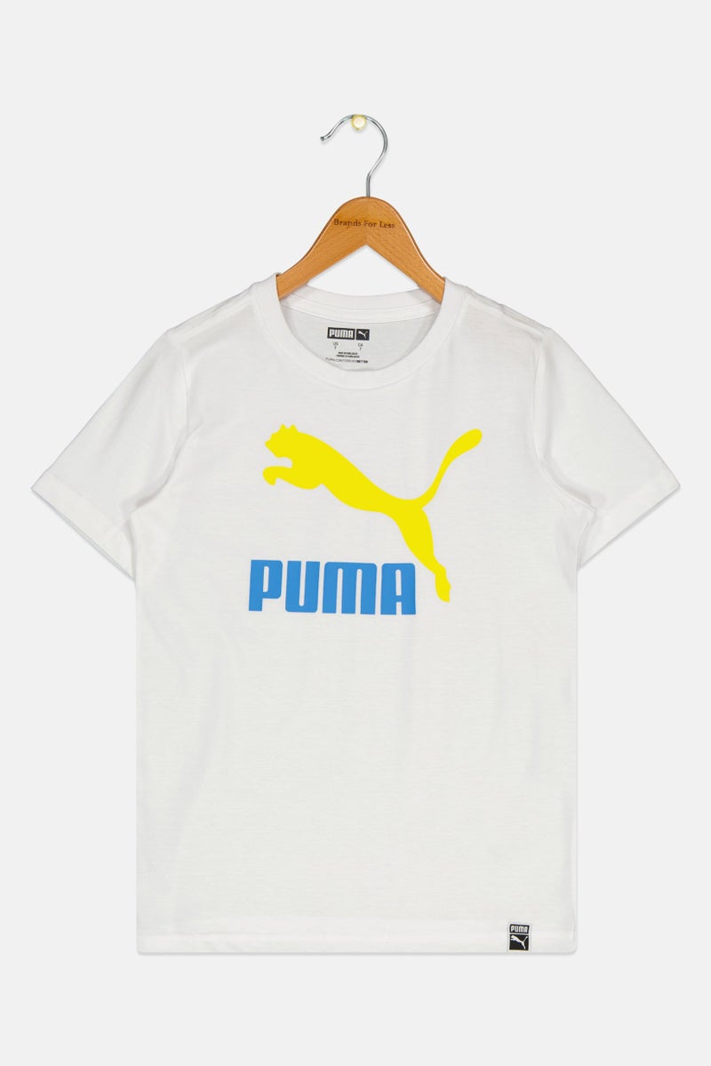 PUMA Kids Boy Short Sleeves Brand Logo Training T-Shirt, White - Image 1