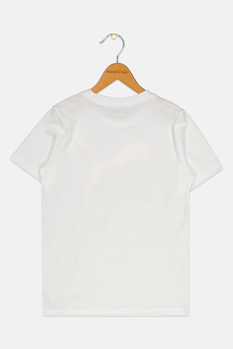 PUMA Kids Boy Short Sleeves Brand Logo Training T-Shirt, White - Image 2
