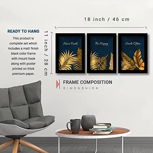HEVEA Modern Art Framed Wall Posters/Paintings with Frame Wall Paintings Hangings Framed Wall Art Paintings (11 inch x 14 inch, Framed, Multicolor, Blue) -Set of 3 - Image 4