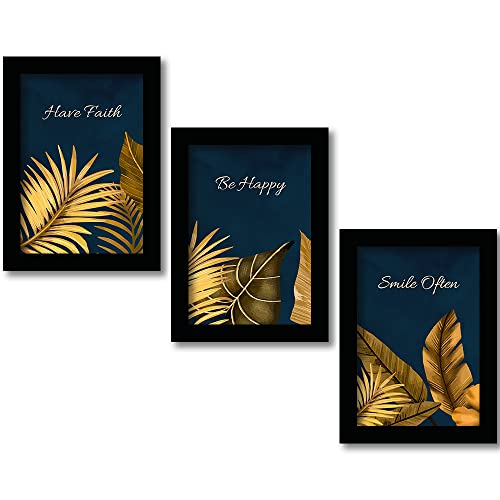 HEVEA Modern Art Framed Wall Posters/Paintings with Frame Wall Paintings Hangings Framed Wall Art Paintings (11 inch x 14 inch, Framed, Multicolor, Blue) -Set of 3 - Image 1