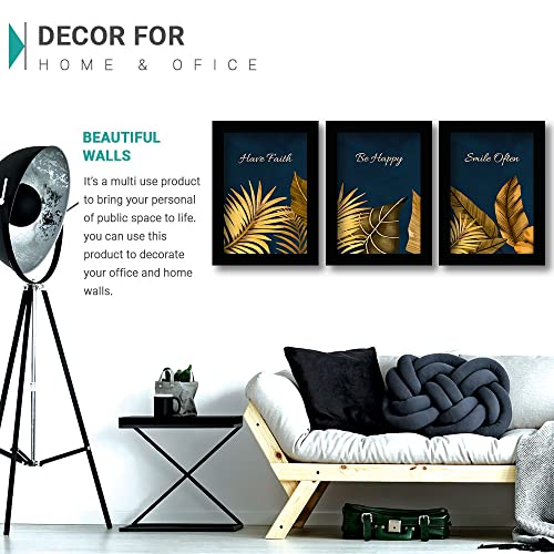 HEVEA Modern Art Framed Wall Posters/Paintings with Frame Wall Paintings Hangings Framed Wall Art Paintings (11 inch x 14 inch, Framed, Multicolor, Blue) -Set of 3 - Image 3