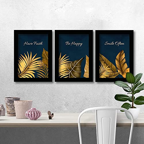 HEVEA Modern Art Framed Wall Posters/Paintings with Frame Wall Paintings Hangings Framed Wall Art Paintings (11 inch x 14 inch, Framed, Multicolor, Blue) -Set of 3 - Image 5