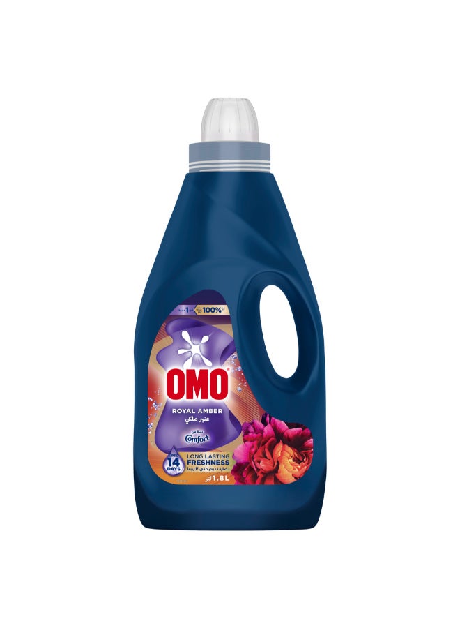 Omo Laundry Liquid Detergent, Royal Amber, Long-Lasting Freshness Up To 14 Days, Up To 100% Stain Removal In 1 Wash, 1.8L - Image 1