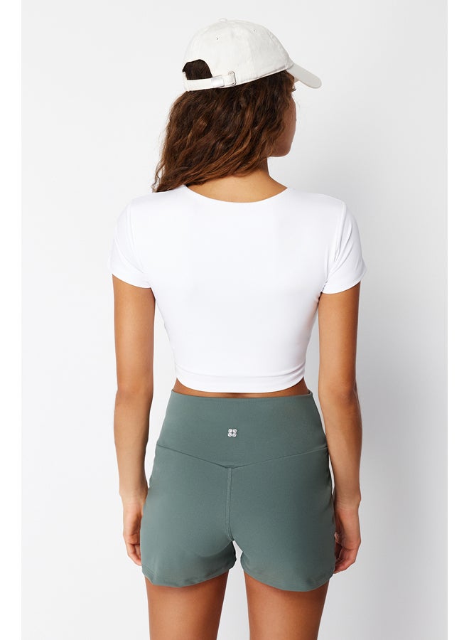 trendyol White 2 Layers Padded Sports Bra Pool Neck Knitted Sports Top/Blouse THMSS24BZ00003 - Image 3