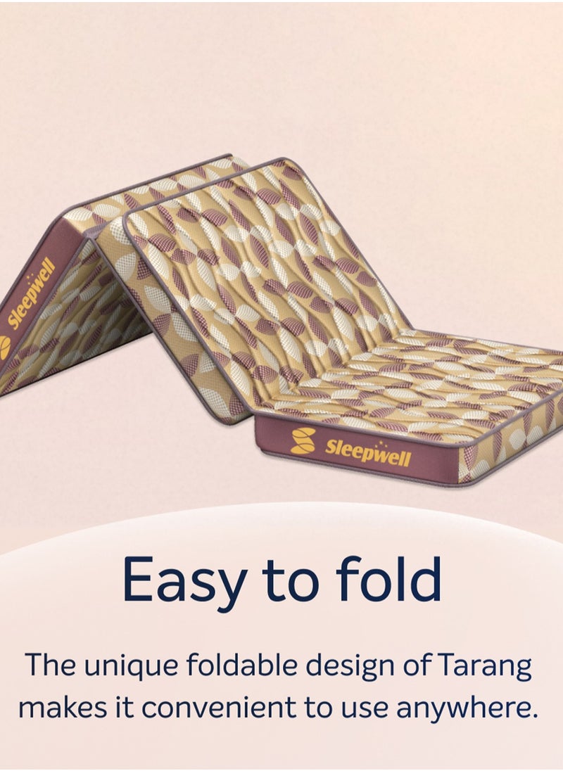 Sleepwell Tarang Foldable Mattress, PU Foam, Neem Fresche Technology, Single Bed Size With Storage Cover, 190L X 90W X 10H XM, 179900087329  - Image 1