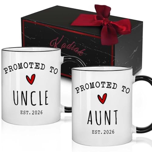 Kadiak Promoted to Aunt & Uncle 2026 Mug Set, Pregnancy Announcement Gifts, Pregnancy Reveal Announcement Gifts, First Time Uncle & Aunt Gift, Baby Reveal Publicity Gift 11oz - Image 1