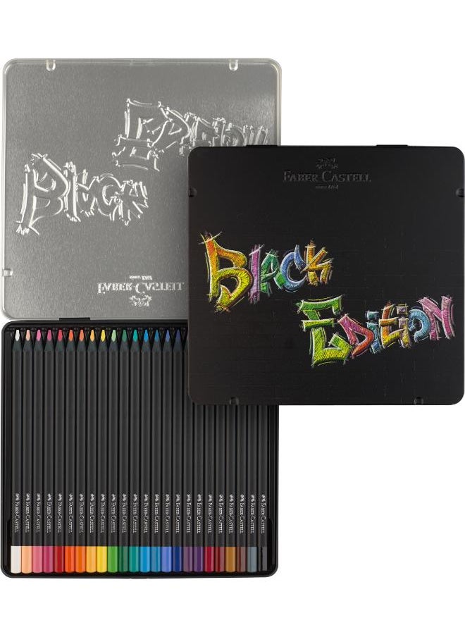 فابير كاستل أقلام تلوين خشبية-Black Edition -علبة حديد-24 لون 