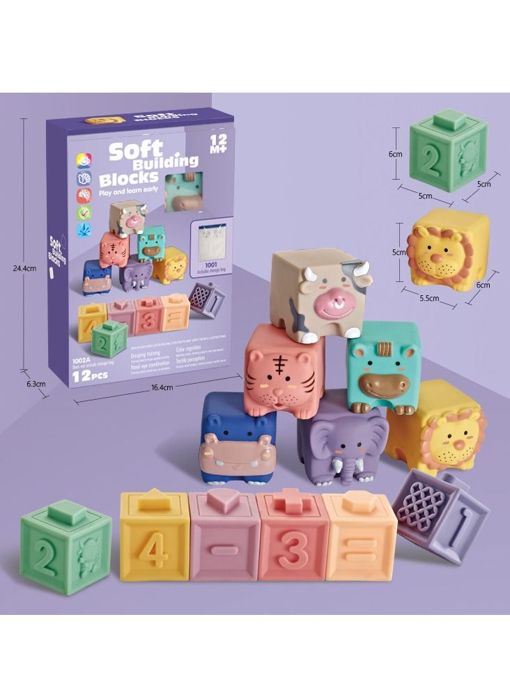 PYEBE Baby Soft Blocks, Sensory Balls for Infants, Soft Stacking Building Blocks, Stacking Balls Soft Toys for Babies 6 9 12 18 Months Boy Girl Toddlers, Sensory Educational Montessori (6pcs) - Image 1