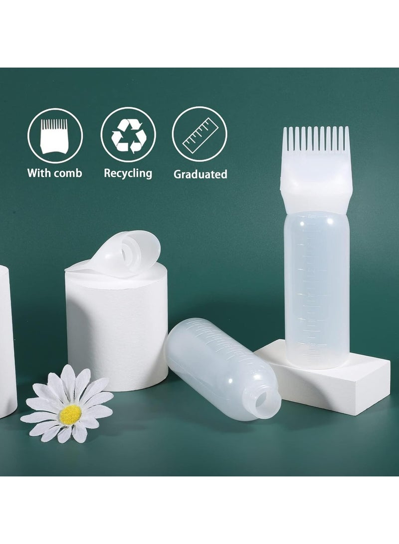 Oasisgalore Root Comb Applicator Bottle 6 Ounce Hair Oil Applicator 2 Pack Applicator Bottle for Hair Dye Applicator Bottle with Graduated Scale, White - Image 2