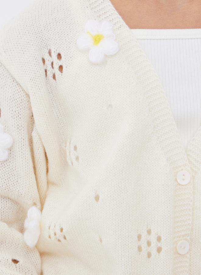 ستايلي كارديجان محبوك بنقشة زهور - Image 3