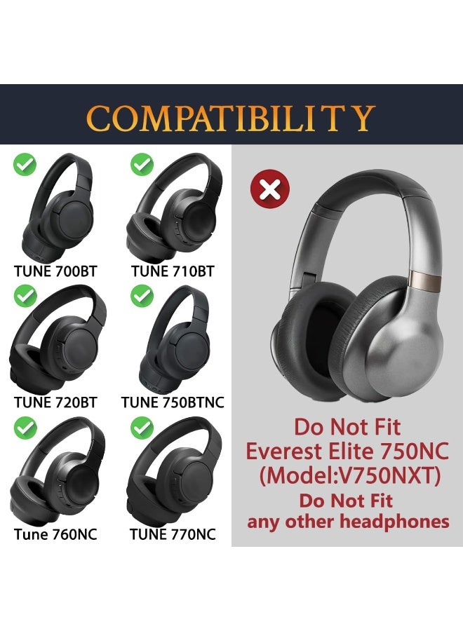 1 زوج التبريد-جل استبدال سماعات الأذن لـ JBL Tune 700BT ، 710BT ، 720BT ، 750BTNC ، 760NC ، 770NC سماعات الأذن اللاسلكية ، وسائد الأذن مع رغوة عالية الكثافة (أسود) - Image 2