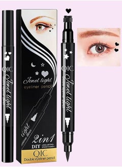 QIC 2 in 1 Double Head Eyeliner Pencil Eyeliner Stamp Waterproof Liquid Eyeliner Set Liquid Double Head Eyeliner Long Lasting Make Up Set Speedy and Easy Double Eyeliner Pencil 02  - Image 1