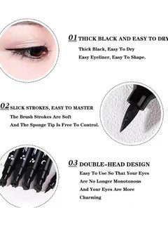 QIC 2 in 1 Double Head Eyeliner Pencil Eyeliner Stamp Waterproof Liquid Eyeliner Set Liquid Double Head Eyeliner Long Lasting Make Up Set Speedy and Easy Double Eyeliner Pencil 02  - Image 4