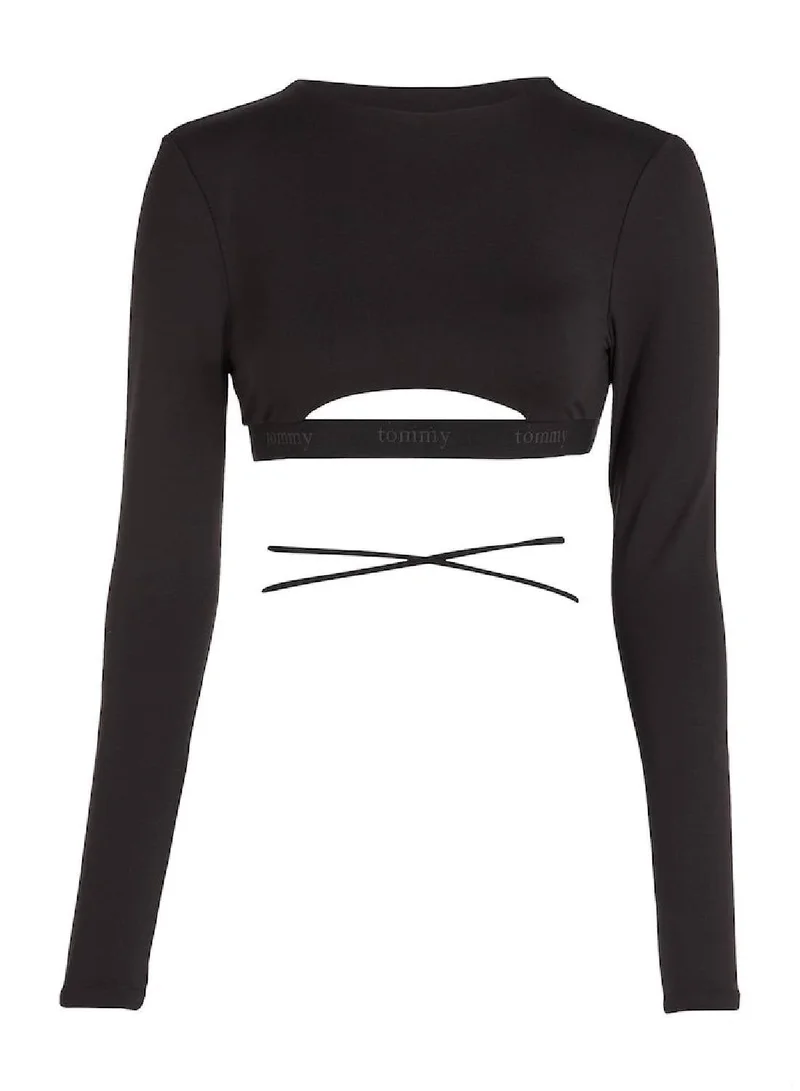 TOMMY JEANS Backless Cut-Out Long-Sleeve Crop Top