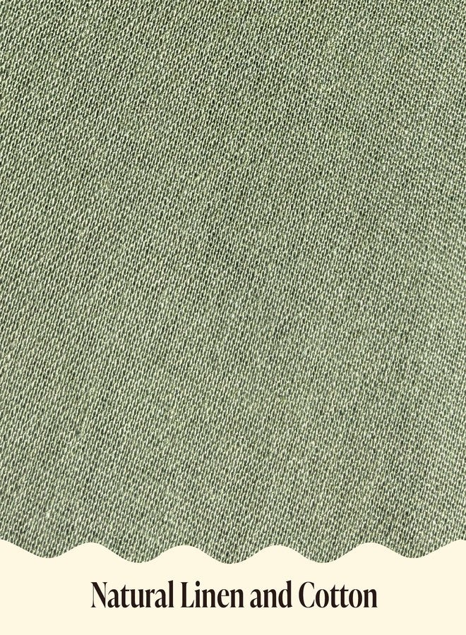 Orelle Scalloped Pillow Cover Set of 2 | Linen Cotton | 18x18 | Sage Green - Image 5