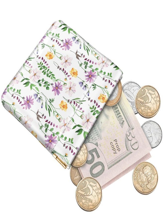 Simikol Squeeze Coin Purse Pouch Change Holder Mini Purse Coin Pocket for Handbag,White Daisy - Image 2