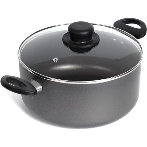Homatz Stock Pot 8L 28cm Large Saucepan NonStick Cooking Pot with Glass Lid  Soup Pot Aluminum Casserole Pot  Heat Resistant Handles Stock Pot 28 cm