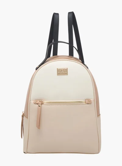 Flora Bella By Shoexpress Women's Colourblock Backpack with Zip Closure and Adjustable Strap