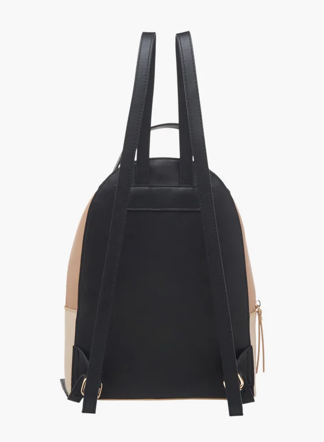 Flora Bella By Shoexpress Women's Colourblock Backpack with Zip Closure and Adjustable Strap