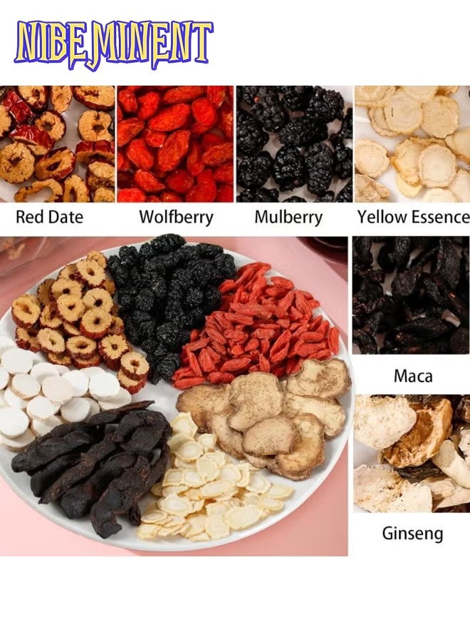 NIBEMINENT Ginseng Five Treasure Tea，Natural Raw Materials Such as Red Dates, Wolfberries, Mulberries, Astragalus, Ginseng, etc.5g*20  - Image 3
