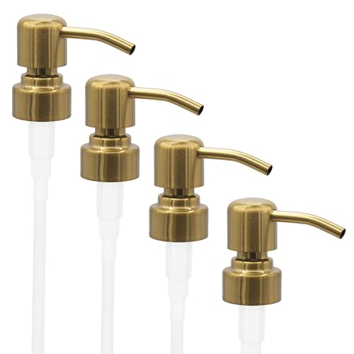 ALTGLAS Four Pack  4X Stainless Steel Soap Dispenser Pump Zagreb as Replacement for Liquid Hand Soap Bottles Brushed Gold  Fits eg Jack Bottle