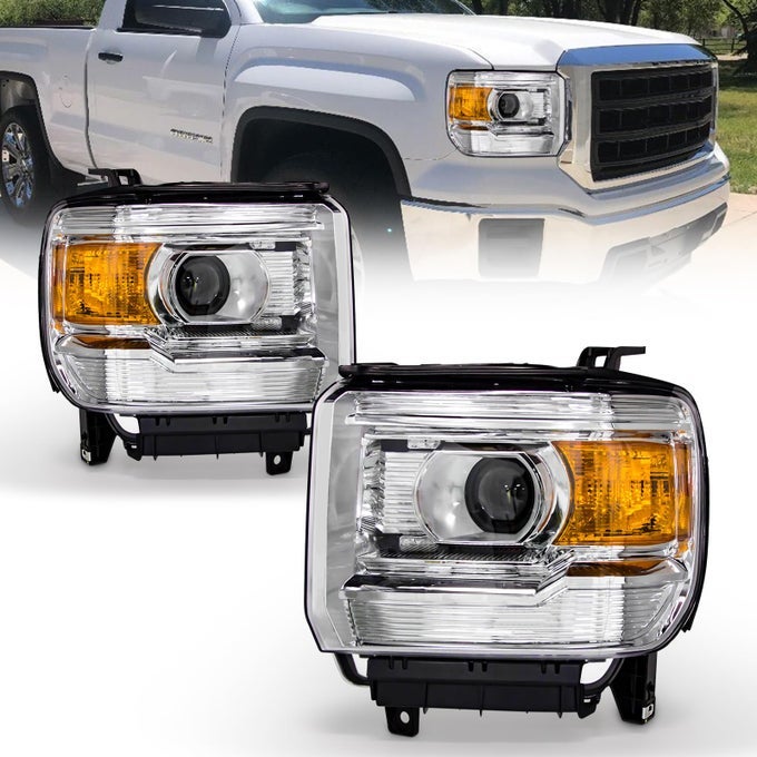 Headlight Sembly For 20142018 Gmc Sierra 1500Hd 20152019 Gmc Sierra 2500Hd 3500Hd Bedenalisleslt Headlights Without Led Daytime Running Lights With Chrome Housing Amber Reflector
