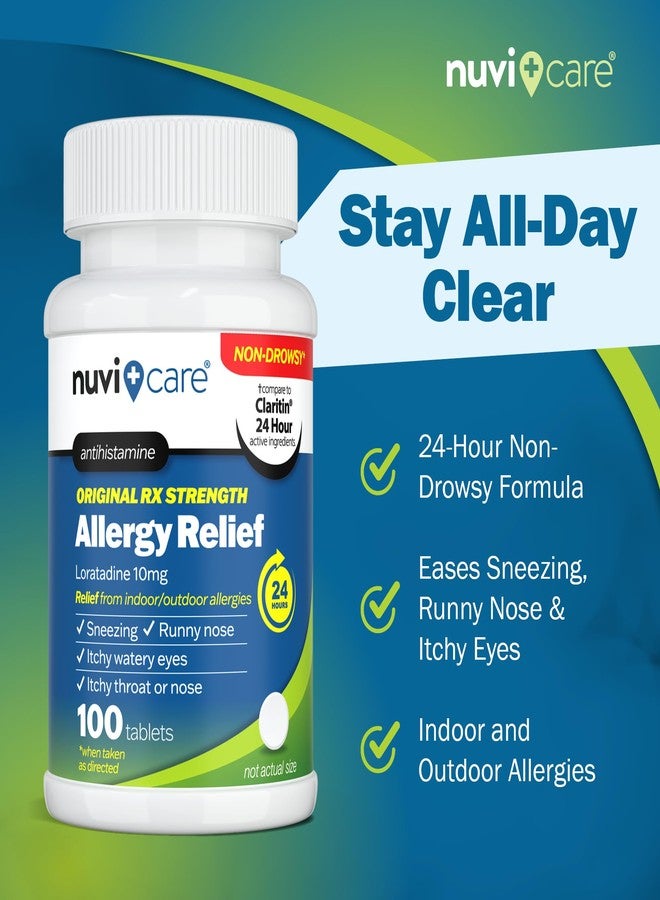 NUVICARE 24-Hour Nondrowsy Allergy Relief Tablets – Loratadine 10mg – Generic – Daily Allergy Medicine Non Drowsy Antihistamine for Adults and Kids Age 6 & Older (100 Count - Image 2