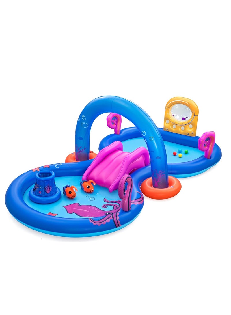 Bestway Playcentre Sea Odyssey 330X188X117cm, Outdoor & Indoor Relaxation & Play, Deep sea theme, Removable Slide With Tie Ropes & Grommets Arch Sprinkler Sling Shot, Easy-to-use - Image 1
