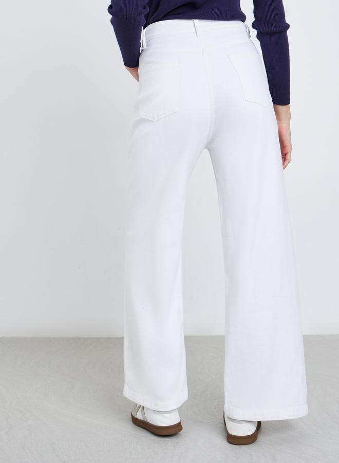 ستايلي جينز واسع الساق بخصر مرتفع مع تخفيف خفيف - Image 5