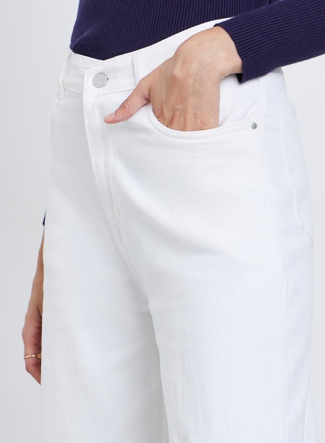 ستايلي جينز واسع الساق بخصر مرتفع مع تخفيف خفيف - Image 4