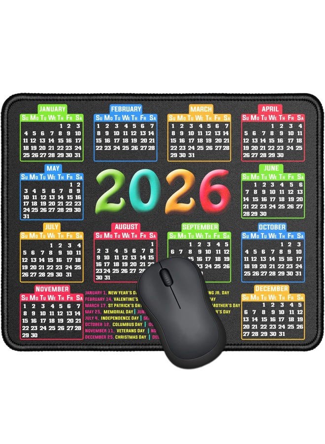 RMYMPMYX Mouse Pad with Stitched Edge, Computer Mouse Mat with Non-Slip Rubber Base, Mouse Pads for Computers Laptop Mouse 9.6x7.9x0.1 inch, (2026 Calendar Black) - Image 1