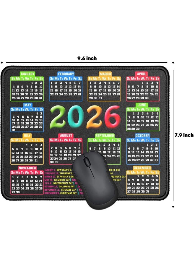 RMYMPMYX Mouse Pad with Stitched Edge, Computer Mouse Mat with Non-Slip Rubber Base, Mouse Pads for Computers Laptop Mouse 9.6x7.9x0.1 inch, (2026 Calendar Black) - Image 2