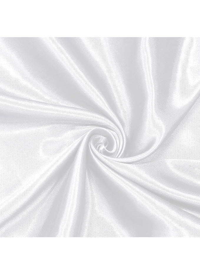 Filloxy Filloxy Plain Silky Shine Satin Fabric Material for Fashion Design Stitching Multiple Clothes Includes Dress Pillow Cover Designer Cloths Home Decor Material White 1 Meter Solid  - Image 1