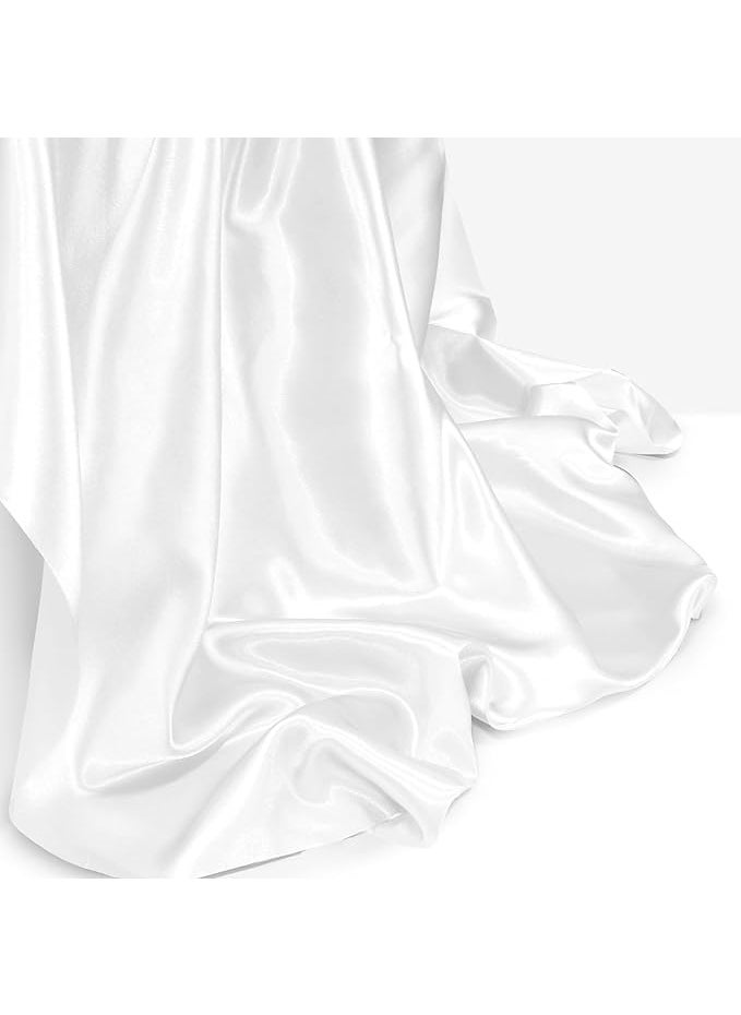 Filloxy Filloxy Plain Silky Shine Satin Fabric Material for Fashion Design Stitching Multiple Clothes Includes Dress Pillow Cover Designer Cloths Home Decor Material White 1 Meter Solid  - Image 5