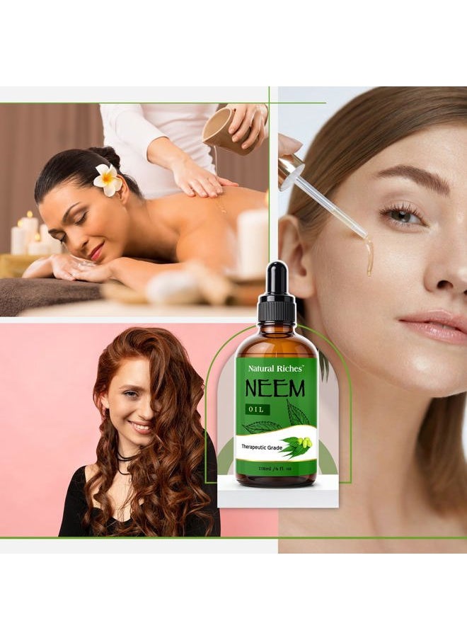 Natural Riches Neem Oil for Skin Care Cold Pressed, 100% Pure. Great for Hair Care, Skin, Nails, Acne Anti-Aging Moisturizer - You can also use it on plants. 4 fl. oz.  - Image 5